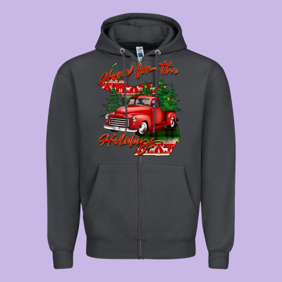 Home For The Holidays Michigan Zipper Hoodie Designed By Barkaloodesign