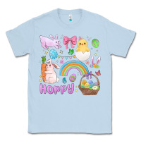 Dusty Blue easter hoppy bunny Classic Tee - MaliasSmallBusiness
