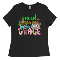 Black Saved by his grace Ladies Tee - Neo Western