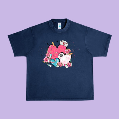 Nurse Hearts Urban Heavy Tee Designed By Maliassmallbusiness