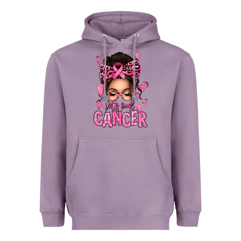 Lets Beat Cancer Afro Messy Bun Heavyweight Hoodie by texasbilliewilder | Teevron