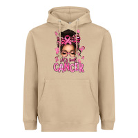 Mushroom lets beat cancer afro messy bun Heavyweight Hoodie - texasbilliewilder