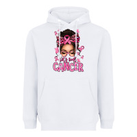 White lets beat cancer afro messy bun Heavyweight Hoodie - texasbilliewilder