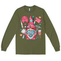Army Green nurse with heart Long Sleeve Tee - NancyCooperArtShop