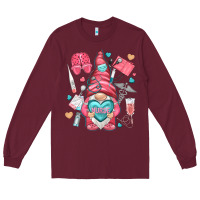 Burgundy nurse with heart Long Sleeve Tee - NancyCooperArtShop