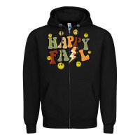 Black happy fall smiley face Zipper Hoodie - BarkalooDesign