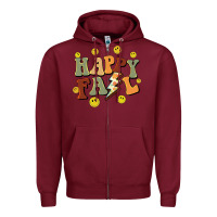 Burgundy happy fall smiley face Zipper Hoodie - BarkalooDesign