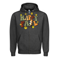 Charcoal Heather happy fall smiley face Zipper Hoodie - BarkalooDesign