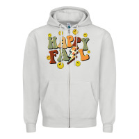 Dove Grey happy fall smiley face Zipper Hoodie - BarkalooDesign