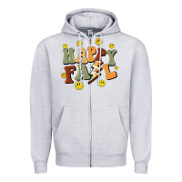Heather Grey happy fall smiley face Zipper Hoodie - BarkalooDesign