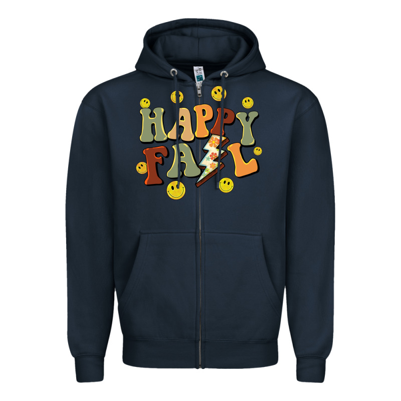 Happy Fall Smiley Face Zipper Hoodie by BarkalooDesign | Teevron