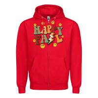 Red happy fall smiley face Zipper Hoodie - BarkalooDesign