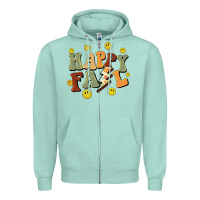 Seafoam happy fall smiley face Zipper Hoodie - BarkalooDesign