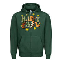 Sports Green happy fall smiley face Zipper Hoodie - BarkalooDesign