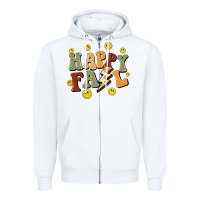 White happy fall smiley face Zipper Hoodie - BarkalooDesign