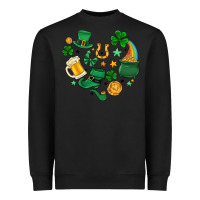 Black st. patrick heart doodle Heavyweight Sweatshirt - MaliasSmallBusiness