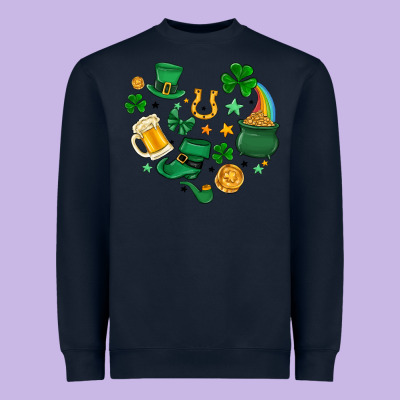 St. Patrick Heart Doodle Heavyweight Sweatshirt Designed By Maliassmallbusiness