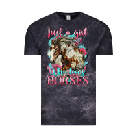 Cloud Black just a girl who loves horses mustang Vintage Tee - LillyAllenDesigns