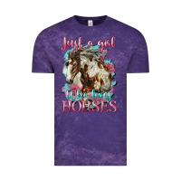 Cloud Purple just a girl who loves horses mustang Vintage Tee - LillyAllenDesigns