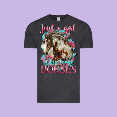 Just A Girl Who Loves Horses Mustang Vintage Tee Designed By Lillyallendesigns