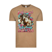 Vintage Coffee just a girl who loves horses mustang Vintage Tee - LillyAllenDesigns