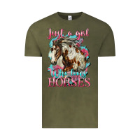 Vintage Olive just a girl who loves horses mustang Vintage Tee - LillyAllenDesigns