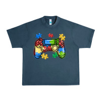 Midnight Navy autism awareness video game controller Urban Heavy Tee - MaliasSmallBusiness
