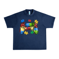 Navy autism awareness video game controller Urban Heavy Tee - MaliasSmallBusiness