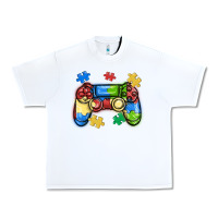 White autism awareness video game controller Urban Heavy Tee - MaliasSmallBusiness