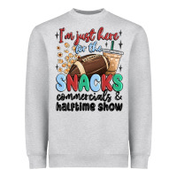 Heather Grey im just here for the snacks commercials and  halftime show Heavyweight Sweatshirt - MaliasSmallBusiness