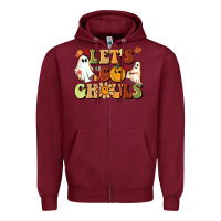 Burgundy halloween lets go ghouls Zipper Hoodie - BarkalooDesign