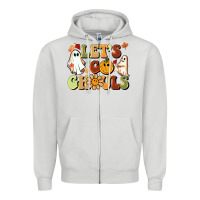 Dove Grey halloween lets go ghouls Zipper Hoodie - BarkalooDesign