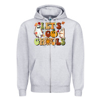 Heather Grey halloween lets go ghouls Zipper Hoodie - BarkalooDesign