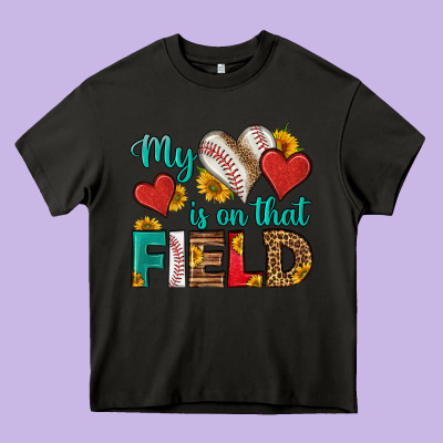 My Heart Is On That Field Baseball Heavy Core Tee Designed By Hra Design Shop