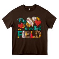 Chocolate Brown my heart is on that field baseball Heavy Core Tee - HRA Design Shop