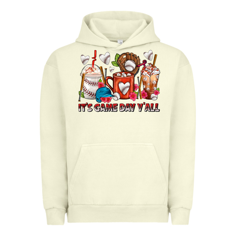It's Game Day Y'all Baseball Coffee Cups Urban Hoodie by FaDigitalArtStudio | Teevron