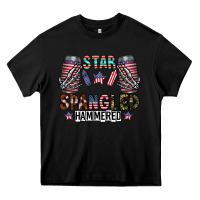 Black star spangled hammered Heavy Core Tee - CowhideDigitalArt