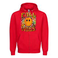Red fall vibes smiley face Zipper Hoodie - BarkalooDesign