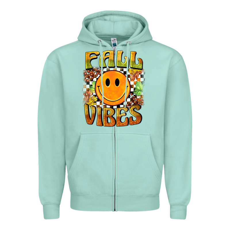 Fall Vibes Smiley Face Zipper Hoodie by BarkalooDesign | Teevron