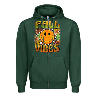 Sports Green fall vibes smiley face Zipper Hoodie - BarkalooDesign