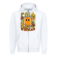 White fall vibes smiley face Zipper Hoodie - BarkalooDesign