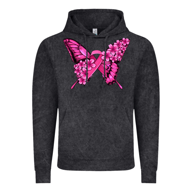 Pink Ribbon Breast Cancer Butterfly Vintage Hoodie by Jasminsmagicworld | Teevron