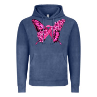 Vintage Denim pink ribbon breast cancer butterfly Vintage Hoodie - Jasminsmagicworld