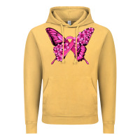 Vintage Mustard pink ribbon breast cancer butterfly Vintage Hoodie - Jasminsmagicworld