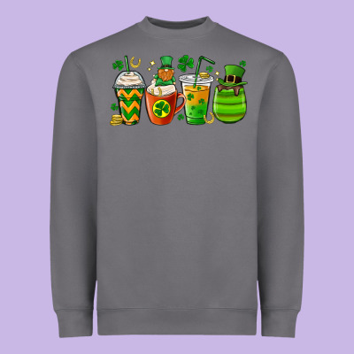 St. Patricks Day Coffee Cups Heavyweight Sweatshirt Designed By Maliassmallbusiness