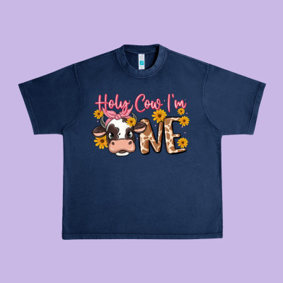 Holy Cow I'm One Urban Heavy Tee Designed By Maliassmallbusiness