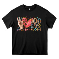 Black peace love 100 days of school Heavy Core Tee - RacoonDesign