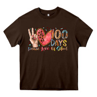Chocolate Brown peace love 100 days of school Heavy Core Tee - RacoonDesign