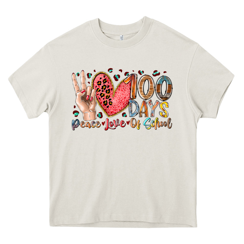 Peace Love 100 Days Of School Heavy Core Tee by RacoonDesign | Teevron