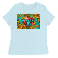 Baby Blue teacher life skinny metal can holder Ladies Tee - HRA Design Shop